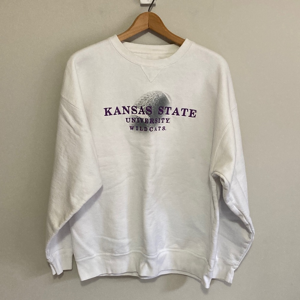 Vintage Kansas State University Wildcats White Crewneck Sweatshirt, Size XL